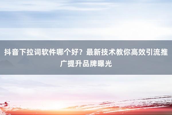 抖音下拉词软件哪个好？最新技术教你高效引流推广提升品牌曝光