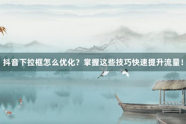 抖音下拉框怎么优化？掌握这些技巧快速提升流量！