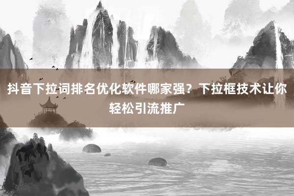 抖音下拉词排名优化软件哪家强？下拉框技术让你轻松引流推广