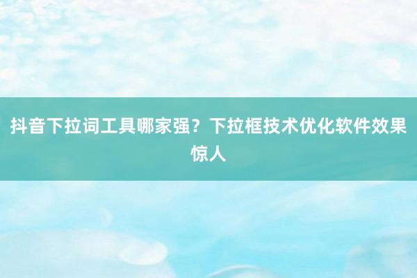 抖音下拉词工具哪家强？下拉框技术优化软件效果惊人
