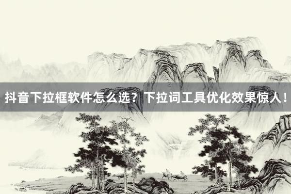 抖音下拉框软件怎么选？下拉词工具优化效果惊人！