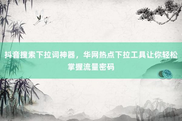 抖音搜索下拉词神器，华网热点下拉工具让你轻松掌握流量密码
