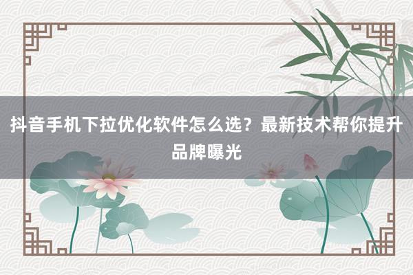 抖音手机下拉优化软件怎么选？最新技术帮你提升品牌曝光