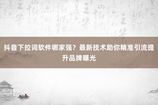 抖音下拉词软件哪家强？最新技术助你精准引流提升品牌曝光
