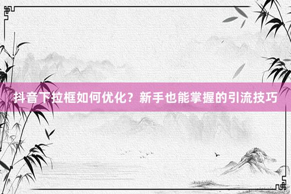抖音下拉框如何优化？新手也能掌握的引流技巧