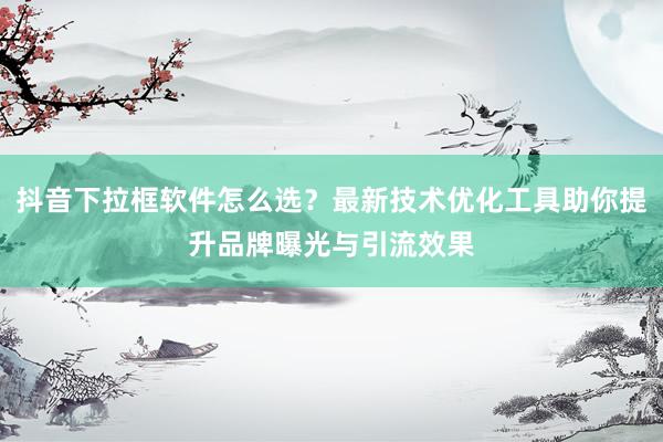 抖音下拉框软件怎么选？最新技术优化工具助你提升品牌曝光与引流效果