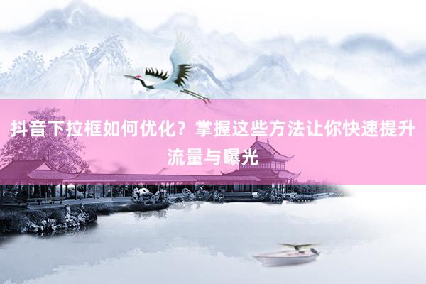 抖音下拉框如何优化？掌握这些方法让你快速提升流量与曝光