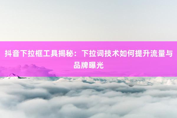 抖音下拉框工具揭秘：下拉词技术如何提升流量与品牌曝光