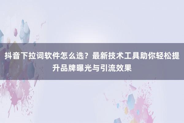 抖音下拉词软件怎么选？最新技术工具助你轻松提升品牌曝光与引流效果