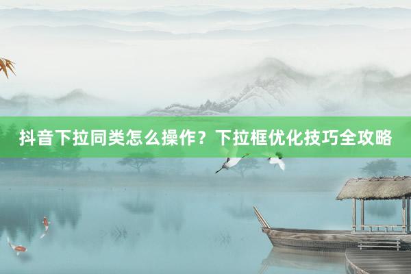 抖音下拉同类怎么操作？下拉框优化技巧全攻略