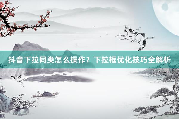 抖音下拉同类怎么操作？下拉框优化技巧全解析