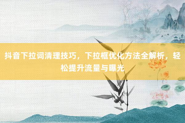 抖音下拉词清理技巧，下拉框优化方法全解析，轻松提升流量与曝光