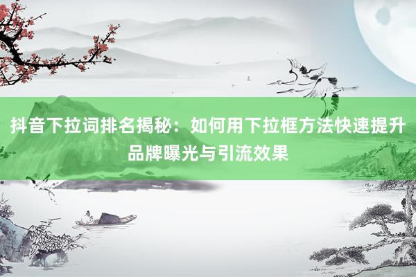 抖音下拉词排名揭秘：如何用下拉框方法快速提升品牌曝光与引流效果