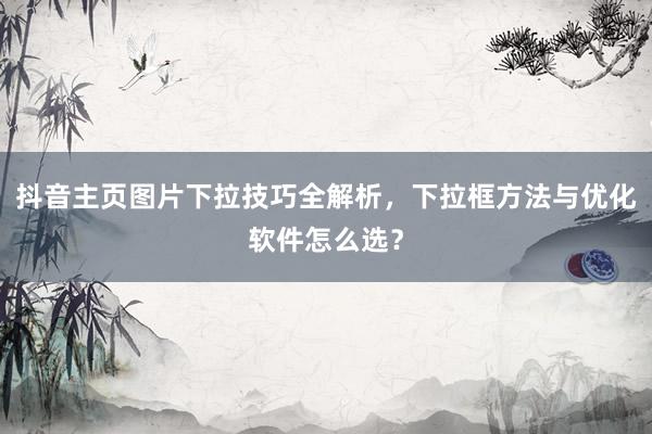 抖音主页图片下拉技巧全解析，下拉框方法与优化软件怎么选？