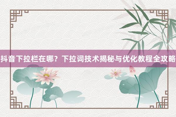 抖音下拉栏在哪？下拉词技术揭秘与优化教程全攻略