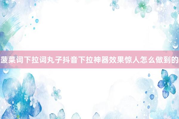 菠菜词下拉词丸子抖音下拉神器效果惊人怎么做到的