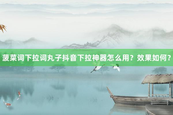 菠菜词下拉词丸子抖音下拉神器怎么用？效果如何？