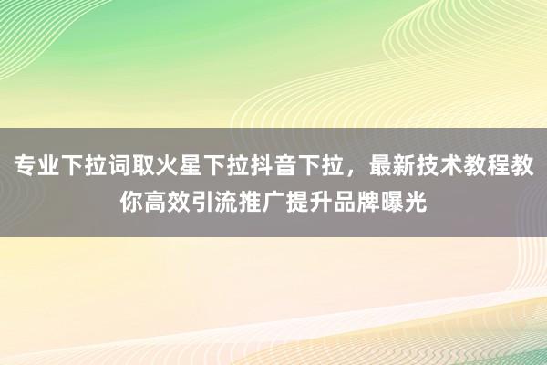 专业下拉词取火星下拉抖音下拉，最新技术教程教你高效引流推广提升品牌曝光