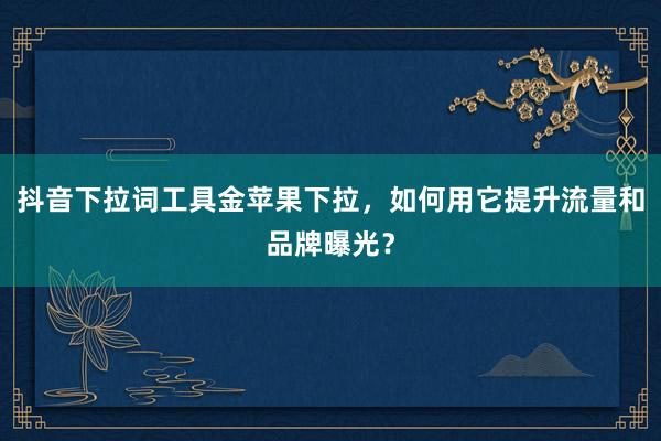 抖音下拉词工具金苹果下拉，如何用它提升流量和品牌曝光？