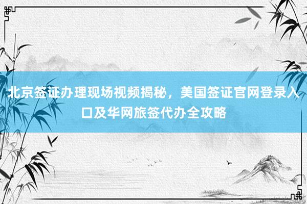 北京签证办理现场视频揭秘，美国签证官网登录入口及华网旅签代办全攻略